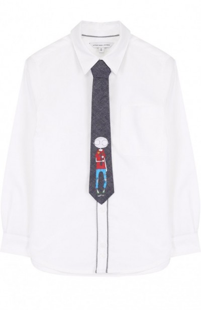 Комплект из хлопковой рубашки и галстука с принтом
